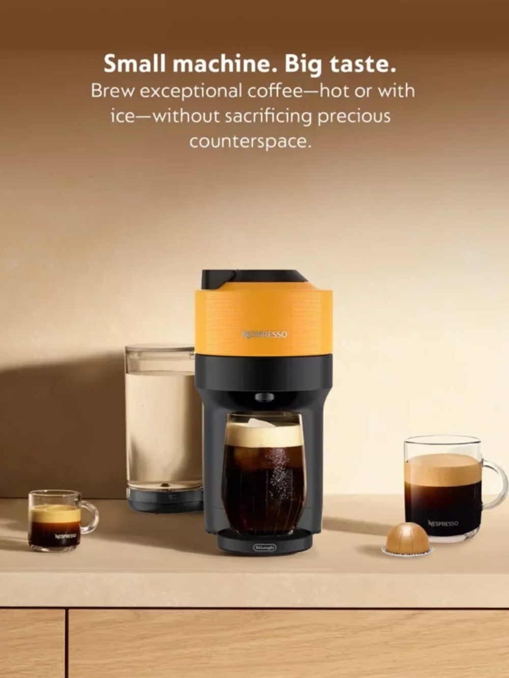 Nespresso Vertuo Pop+ Coffee and Espresso Maker by De'Longhi, Mango